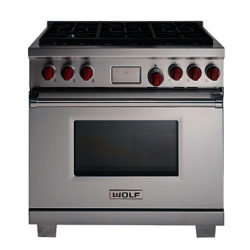 Wolf ICBDF366 Dual Fuel Range Cooker, Stainless Steel